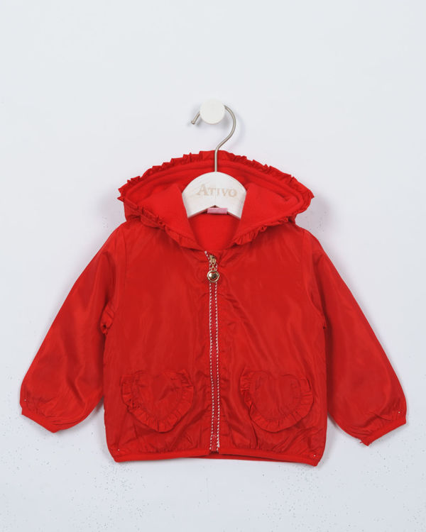 Picture of C1919- RAIN HOODY JACKET THICK  FLEECY THERMAL RED/NAVY